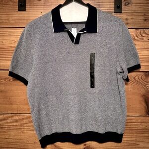 Birdseye stitch sweater polo, navy (XL), new
